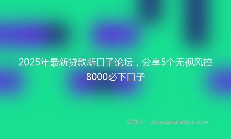 2025年最新贷款新口子论坛，分享5个无视风控8000必下口子