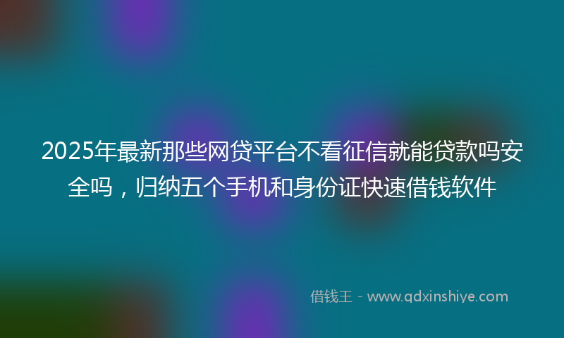 2025年最新那些网贷平台不看征信就能贷款吗安全吗，归纳五个手机和身份证快速借钱软件