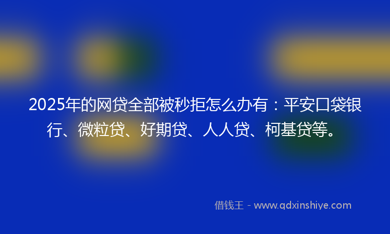 2025年的网贷全部被秒拒怎么办有：平安口袋银行、微粒贷、好期贷、人人贷、柯基贷等。