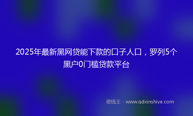 2025年最新黑网贷能下款的口子人口，罗列5个黑户0门槛贷款平台