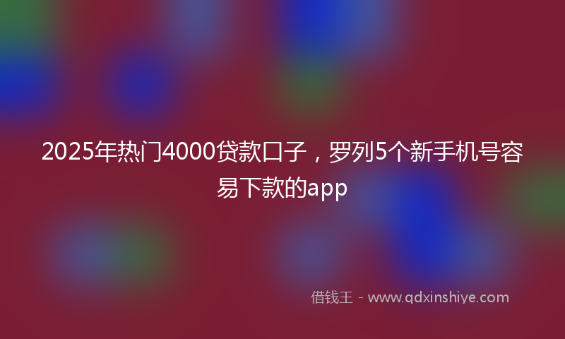 2025年热门4000贷款口子，罗列5个新手机号容易下款的app