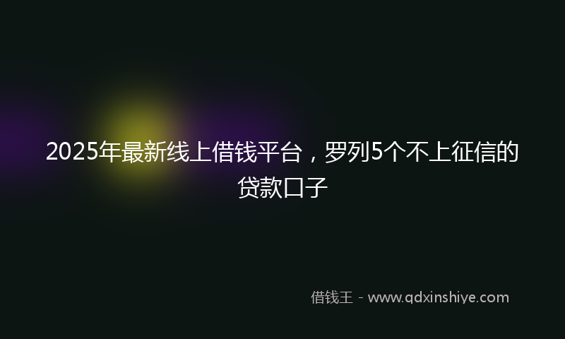 2025年最新线上借钱平台，罗列5个不上征信的贷款口子
