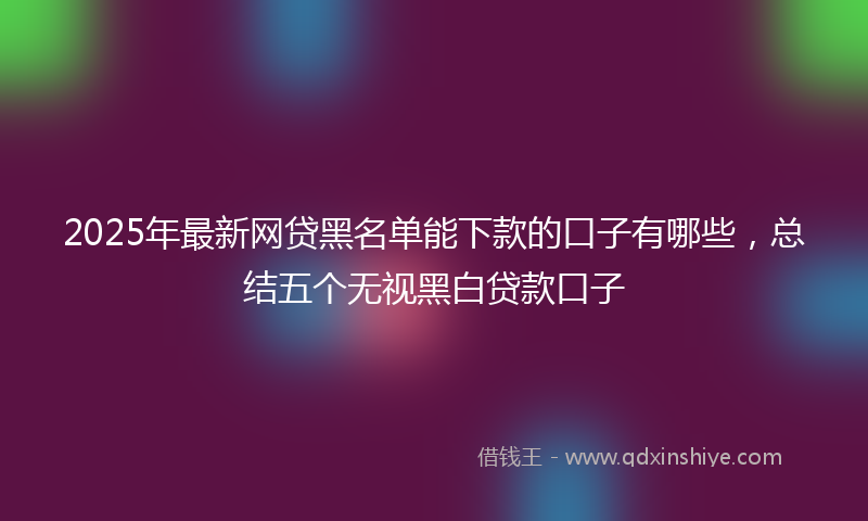 2025年最新网贷黑名单能下款的口子有哪些，总结五个无视黑白贷款口子