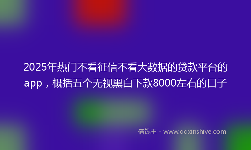 2025年热门不看征信不看大数据的贷款平台的app，概括五个无视黑白下款8000左右的口子