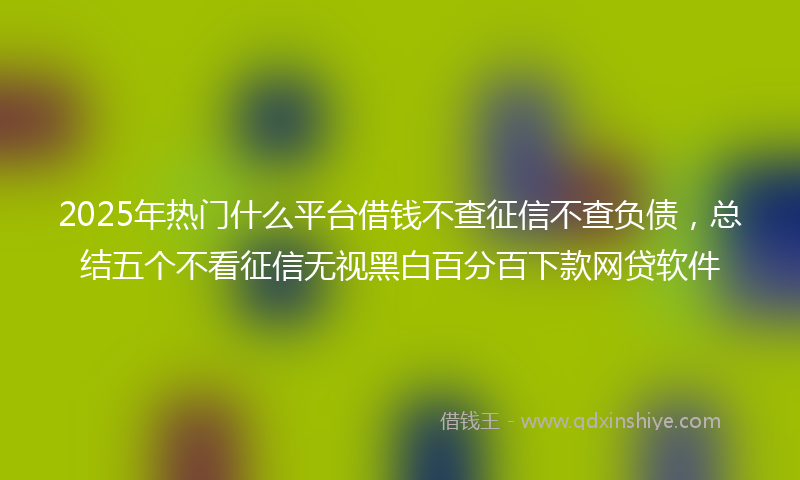 2025年热门什么平台借钱不查征信不查负债，总结五个不看征信无视黑白百分百下款网贷软件