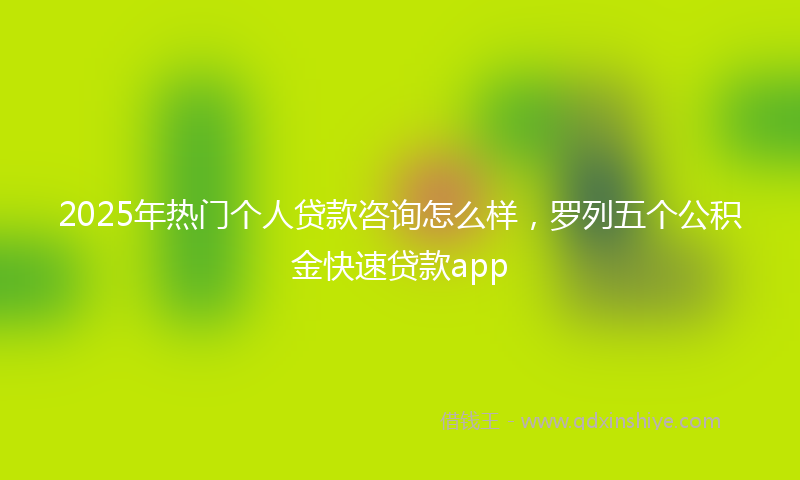 2025年热门个人贷款咨询怎么样，罗列五个公积金快速贷款app