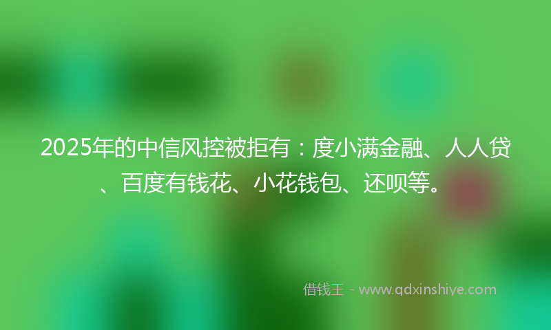2025年的中信风控被拒有：度小满金融、人人贷、百度有钱花、小花钱包、还呗等。