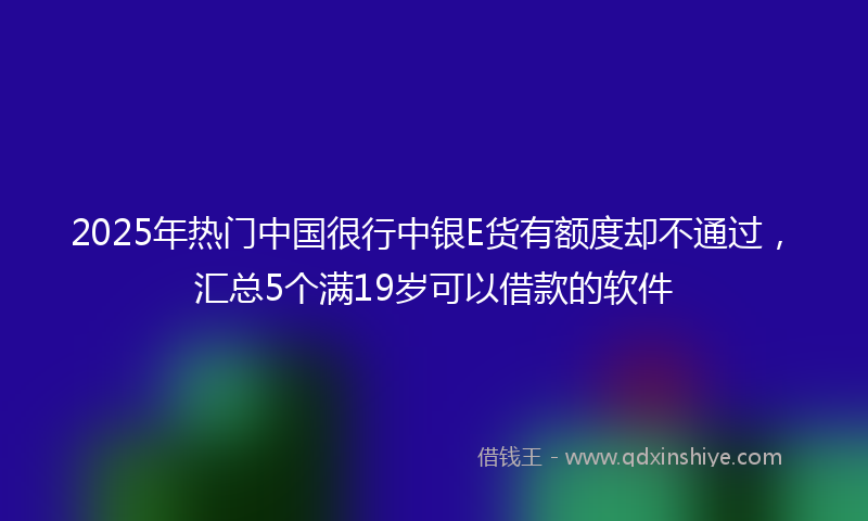 2025年热门中国很行中银E货有额度却不通过，汇总5个满19岁可以借款的软件
