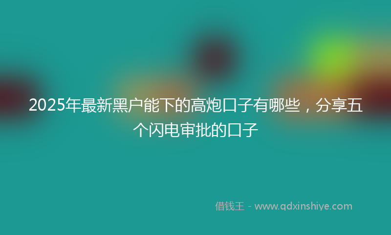 2025年最新黑户能下的高炮口子有哪些，分享五个闪电审批的口子