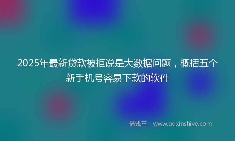 2025年最新贷款被拒说是大数据问题，概括五个新手机号容易下款的软件