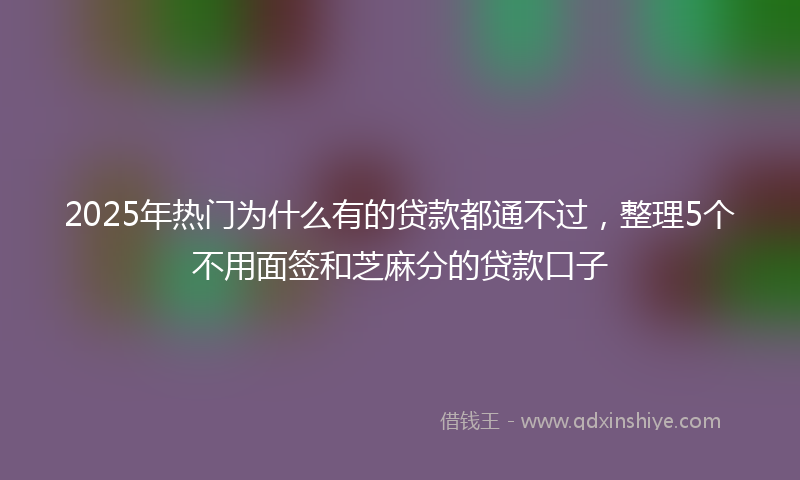 2025年热门为什么有的贷款都通不过，整理5个不用面签和芝麻分的贷款口子