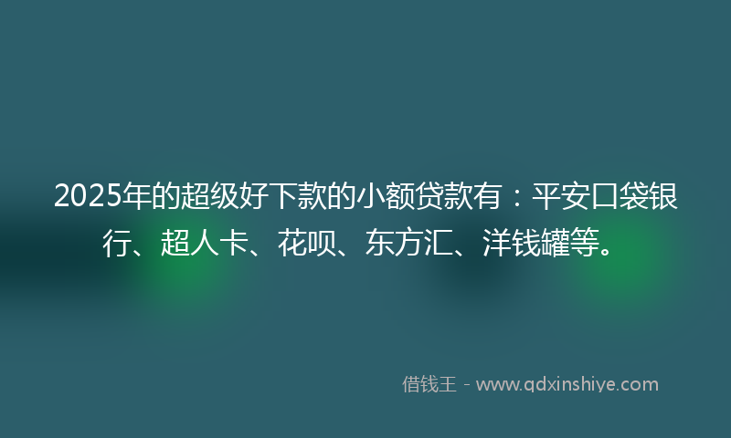 2025年的超级好下款的小额贷款有：平安口袋银行、超人卡、花呗、东方汇、洋钱罐等。