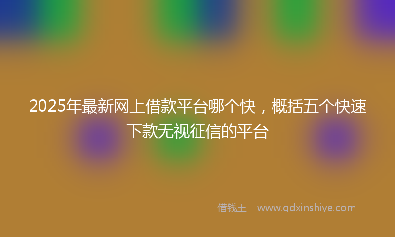 2025年最新网上借款平台哪个快，概括五个快速下款无视征信的平台