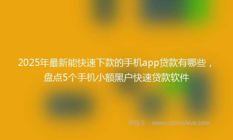 2025年最新能快速下款的手机app贷款有哪些，盘点5个手机小额黑户快速贷款软件