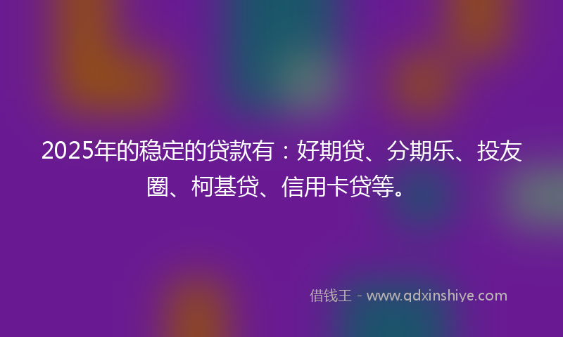 2025年的稳定的贷款有：好期贷、分期乐、投友圈、柯基贷、信用卡贷等。