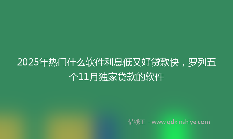 2025年热门什么软件利息低又好贷款快，罗列五个11月独家贷款的软件