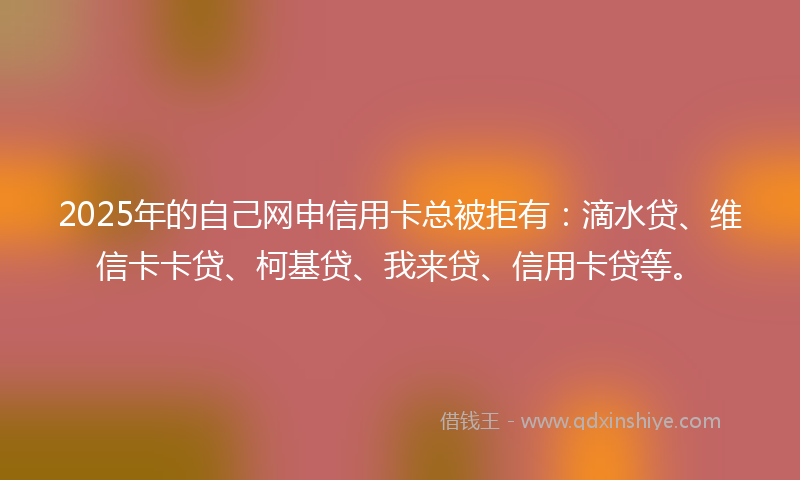 2025年的自己网申信用卡总被拒有：滴水贷、维信卡卡贷、柯基贷、我来贷、信用卡贷等。