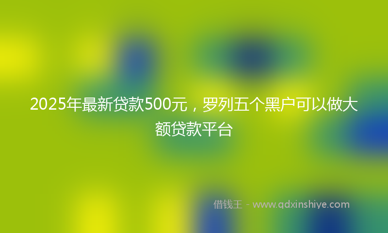 2025年最新贷款500元，罗列五个黑户可以做大额贷款平台