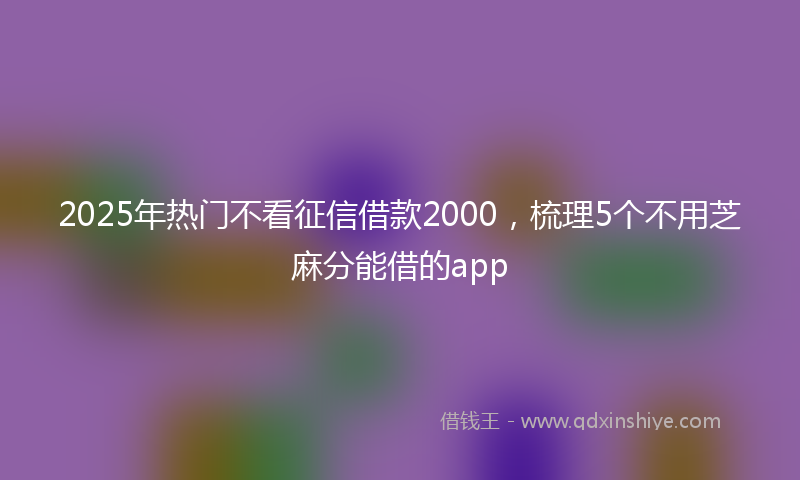 2025年热门不看征信借款2000，梳理5个不用芝麻分能借的app