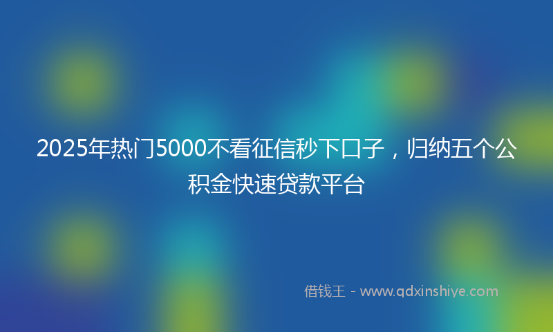 2025年热门5000不看征信秒下口子，归纳五个公积金快速贷款平台