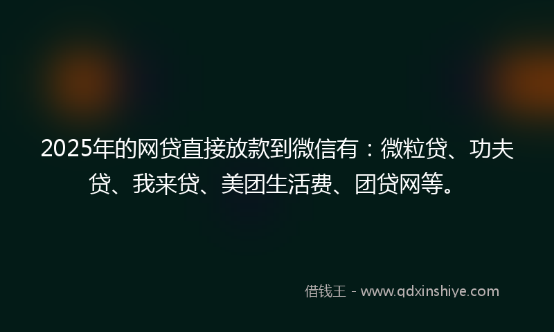 2025年的网贷直接放款到微信有：微粒贷、功夫贷、我来贷、美团生活费、团贷网等。