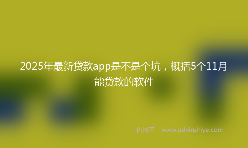 2025年最新贷款app是不是个坑，概括5个11月能贷款的软件