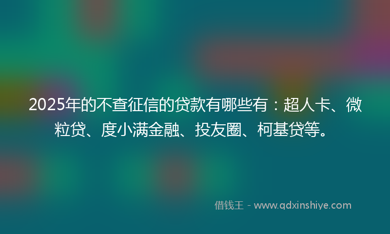 2025年的不查征信的贷款有哪些有：超人卡、微粒贷、度小满金融、投友圈、柯基贷等。