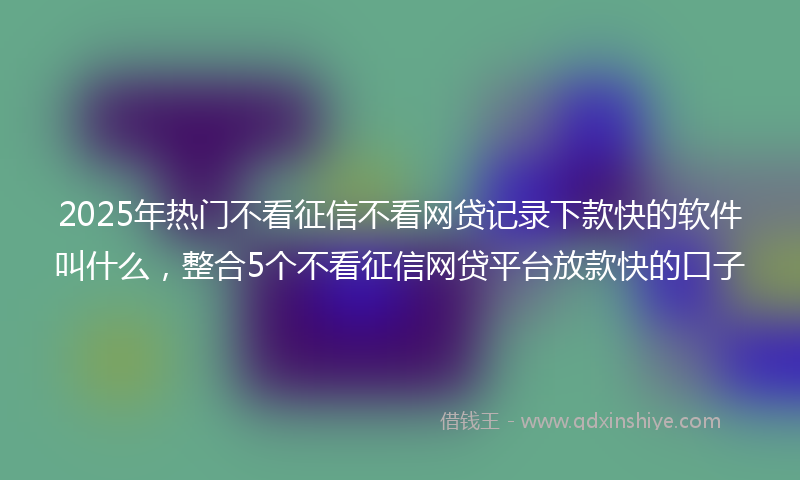 2025年热门不看征信不看网贷记录下款快的软件叫什么，整合5个不看征信网贷平台放款快的口子