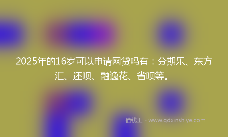 2025年的16岁可以申请网贷吗有：分期乐、东方汇、还呗、融逸花、省呗等。