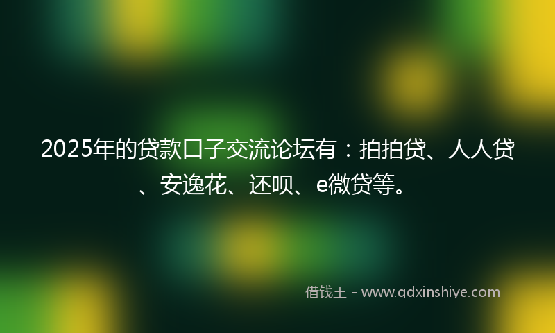 2025年的贷款口子交流论坛有：拍拍贷、人人贷、安逸花、还呗、e微贷等。