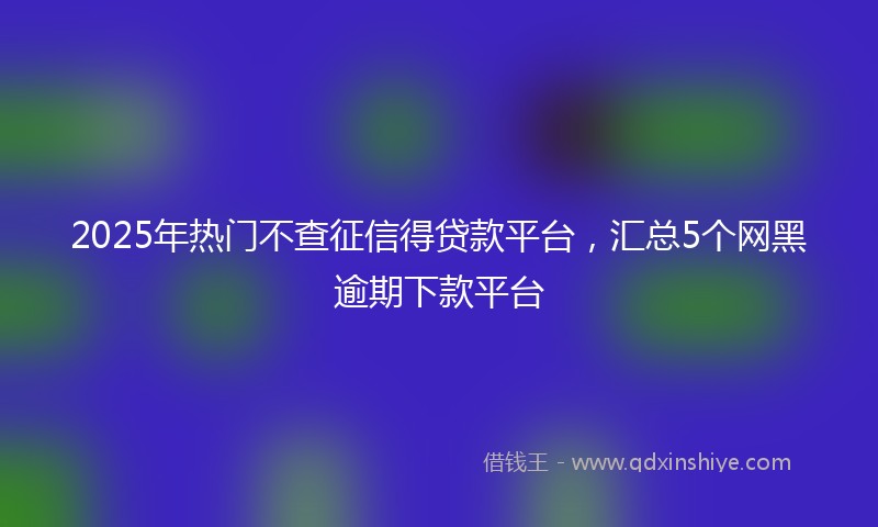 2025年热门不查征信得贷款平台，汇总5个网黑逾期下款平台
