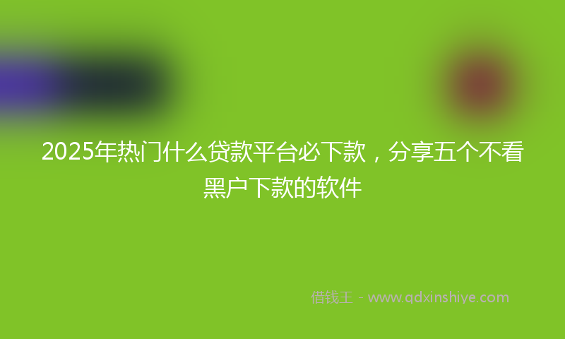 2025年热门什么贷款平台必下款，分享五个不看黑户下款的软件