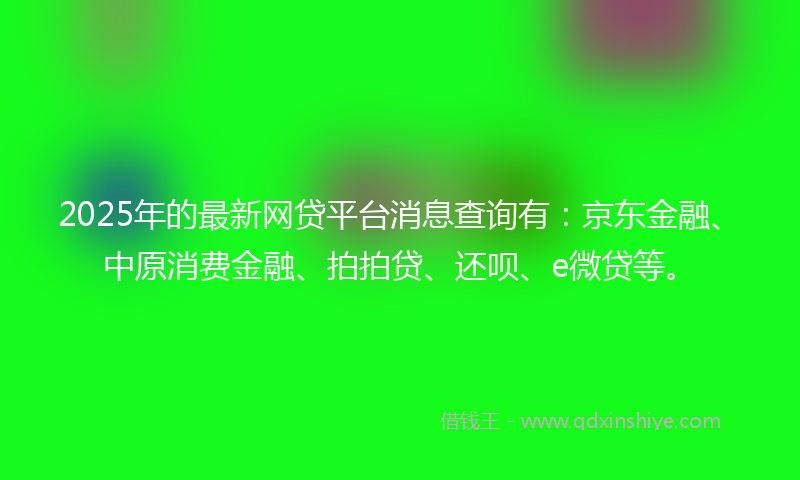 2025年的最新网贷平台消息查询有：京东金融、中原消费金融、拍拍贷、还呗、e微贷等。