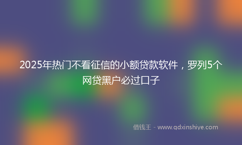 2025年热门不看征信的小额贷款软件，罗列5个网贷黑户必过口子