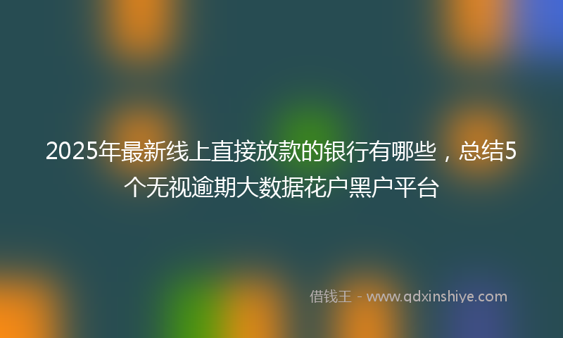 2025年最新线上直接放款的银行有哪些，总结5个无视逾期大数据花户黑户平台