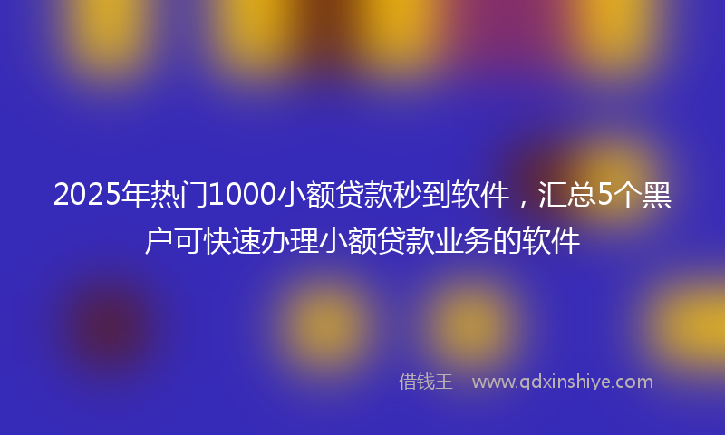 2025年热门1000小额贷款秒到软件，汇总5个黑户可快速办理小额贷款业务的软件