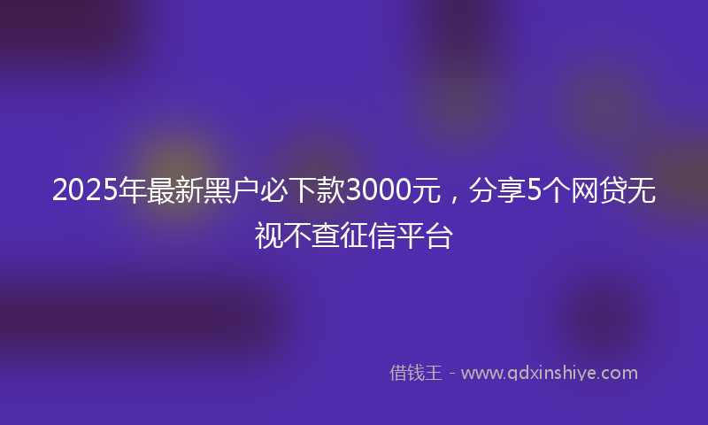 2025年最新黑户必下款3000元，分享5个网贷无视不查征信平台