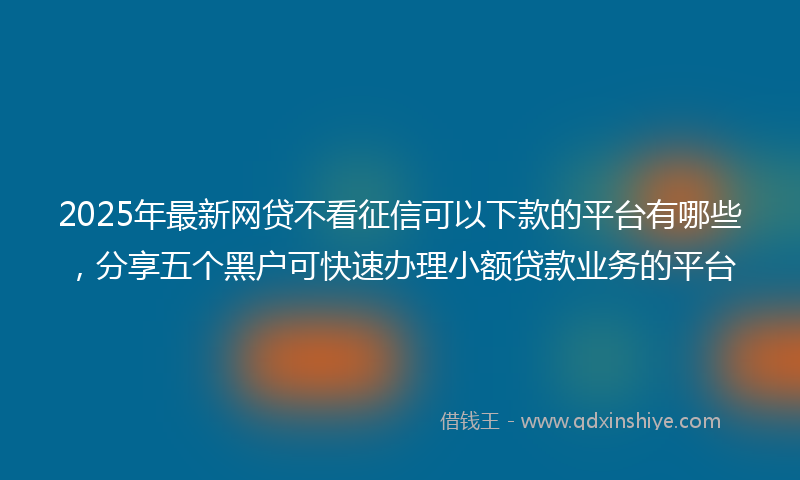2025年最新网贷不看征信可以下款的平台有哪些，分享五个黑户可快速办理小额贷款业务的平台