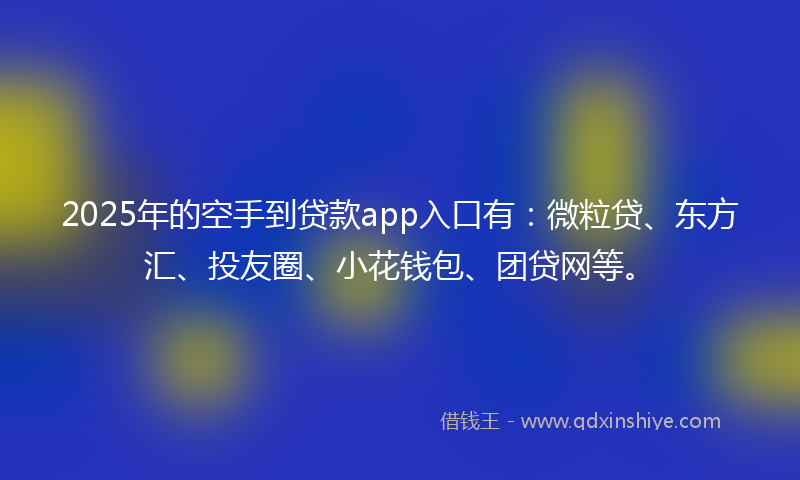 2025年的空手到贷款app入口有：微粒贷、东方汇、投友圈、小花钱包、团贷网等。