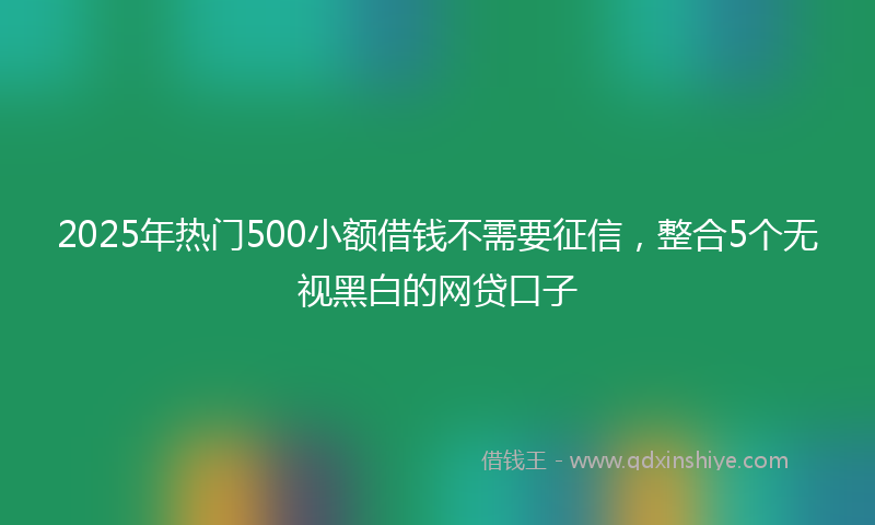 2025年热门500小额借钱不需要征信，整合5个无视黑白的网贷口子