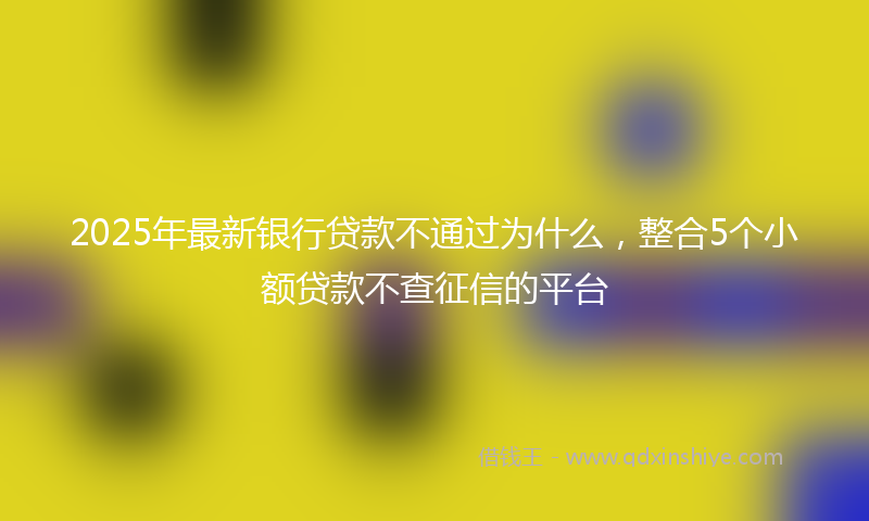 2025年最新银行贷款不通过为什么，整合5个小额贷款不查征信的平台