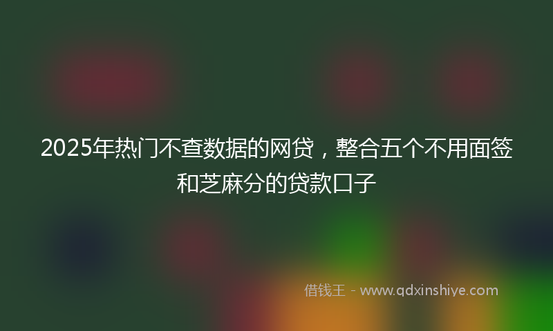 2025年热门不查数据的网贷，整合五个不用面签和芝麻分的贷款口子