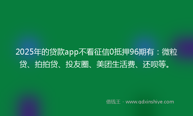 2025年的贷款app不看征信0抵押96期有：微粒贷、拍拍贷、投友圈、美团生活费、还呗等。
