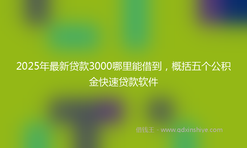 2025年最新贷款3000哪里能借到，概括五个公积金快速贷款软件