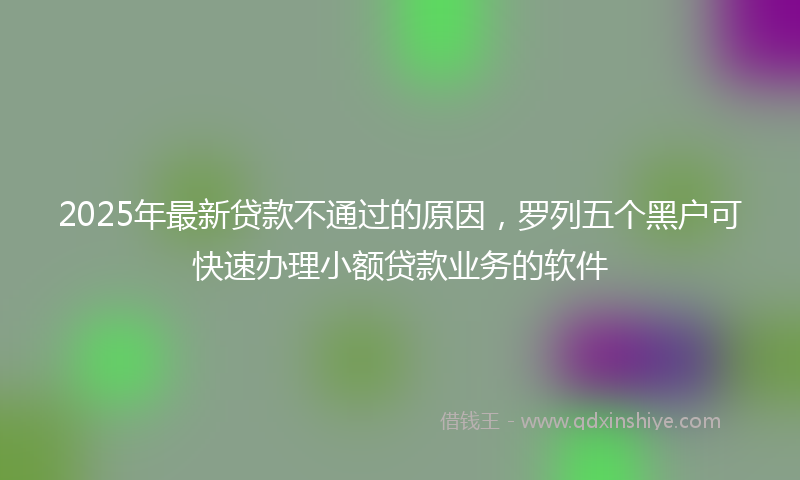 2025年最新贷款不通过的原因，罗列五个黑户可快速办理小额贷款业务的软件