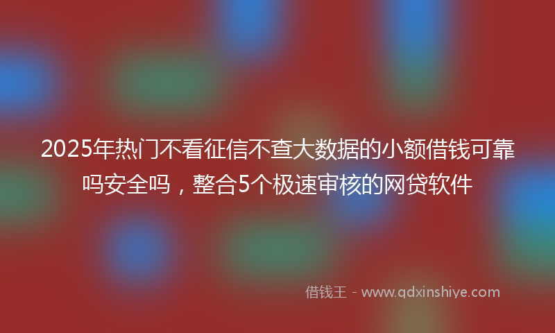 2025年热门不看征信不查大数据的小额借钱可靠吗安全吗，整合5个极速审核的网贷软件
