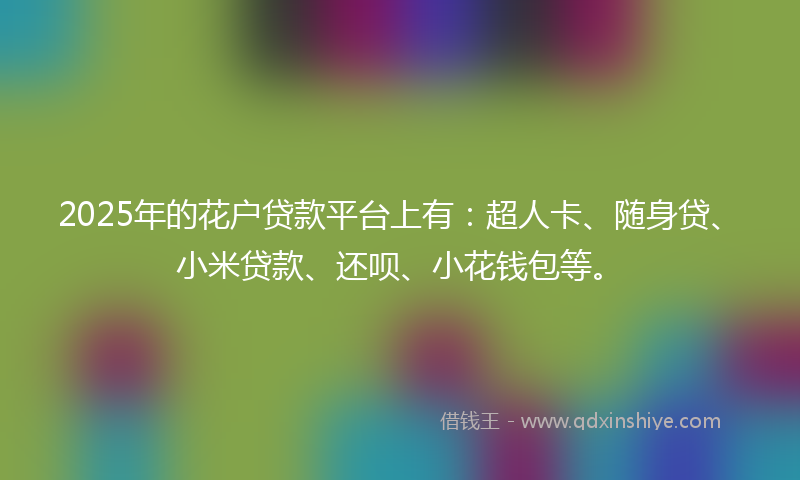 2025年的花户贷款平台上有：超人卡、随身贷、小米贷款、还呗、小花钱包等。