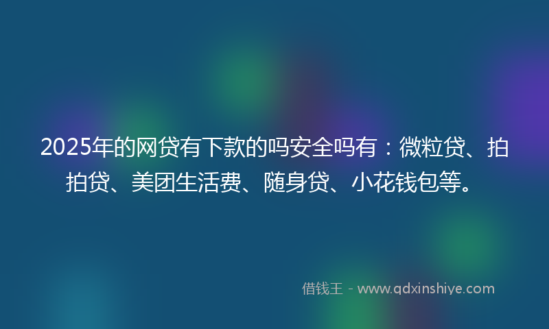 2025年的网贷有下款的吗安全吗有：微粒贷、拍拍贷、美团生活费、随身贷、小花钱包等。