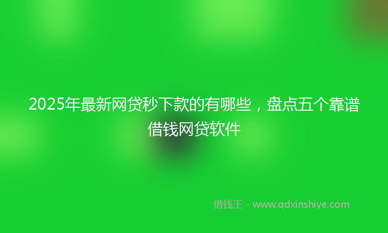 2025年最新网贷秒下款的有哪些，盘点五个靠谱借钱网贷软件