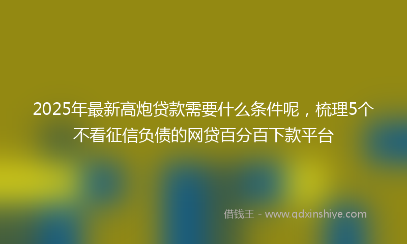 2025年最新高炮贷款需要什么条件呢，梳理5个不看征信负债的网贷百分百下款平台